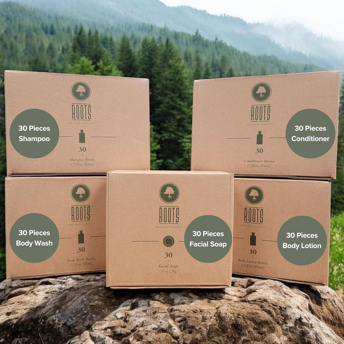 ROOTS AROMATHERAPY 150 Piece Airbnb Essentials for Hosts,Hotel Shampoo & Conditioner Supplies for Guests, Body Wash Lotion & Soap, Travel Size Beauty & Personal Care Roots Aromatherapy
