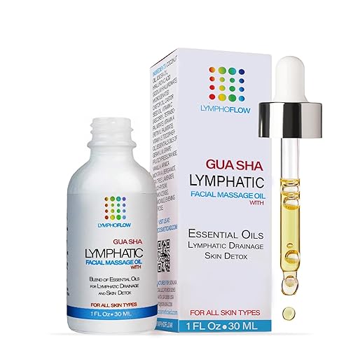 Facial Lymphatic Drainage Oil for Gua Sha Facial Tools, Lymphatic Drainage Massager Face with Jojoba & Coconut Oil, Use with Face Roller, Jade Roller Beauty & Personal Care Bruizex