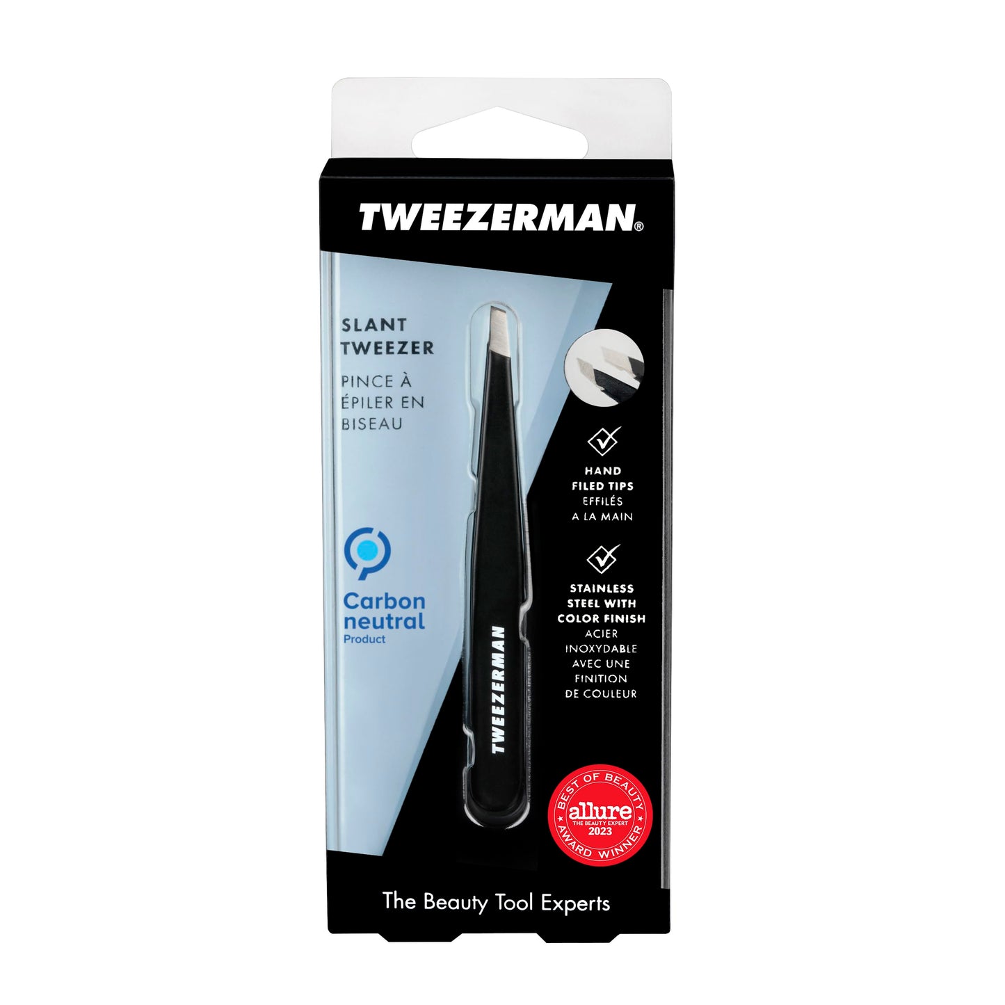 Tweezerman Stainless Steel Slant Tweezer - Eyebrow Tweezers for Women and Men (Black) Beauty & Personal Care Tweezerman