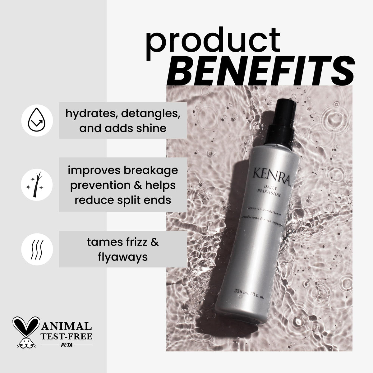 Kenra Daily Provision Leave-In Conditioner | Hydrates, Detangles, & Adds Shine | Tames Frizz & Flyaways | Thermal Protection | Helps To Resist