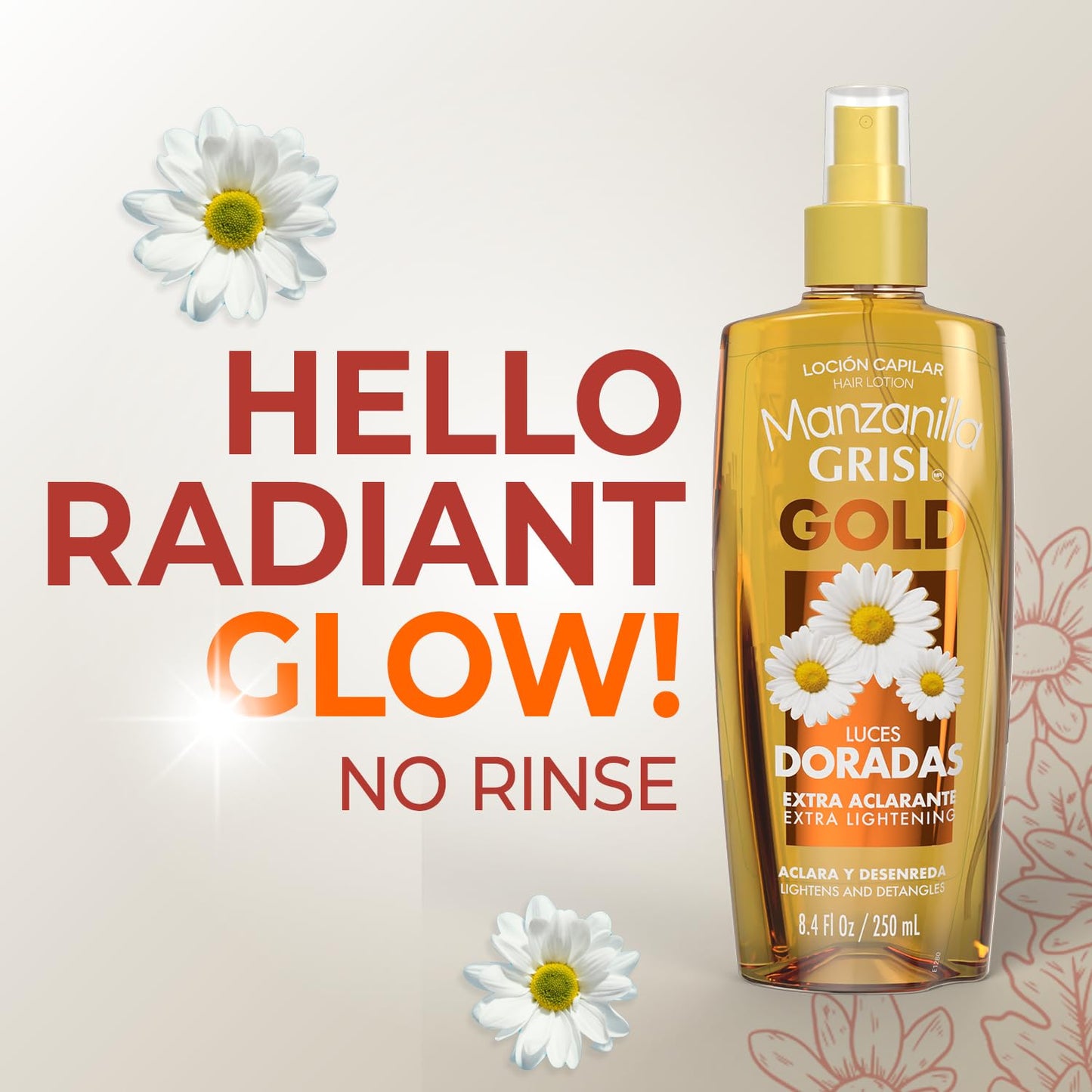 Grisi Manzanilla Hair Lotion Gold - Chamomile Hair Lightening Spray | Enhances Golden Highlights Naturally with Daily Use | Leave-In Detangler Spray Beauty & Personal Care Manzanilla Grisi