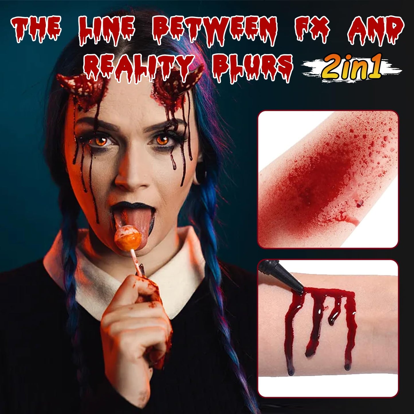 Fake Blood Spray for Halloween 2Pack, 2x2 fl oz Washable Fake Blood Makeup Kit, Realistic Dripping Fake Blood, Fake Blood for Face, Perfect Beauty & Personal Care LUYIMIN
