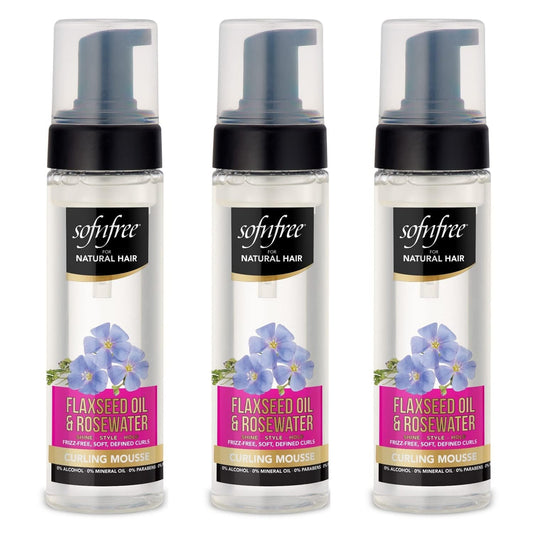 Sofn’free for Natural Hair Curling Mousse with Flaxseed Oil and Rosewater for Defining Frizz Free Curls, Coils, Waves, and Braids - 6.76 oz, Pack of 3 Beauty & Personal Care SOF N' FREE