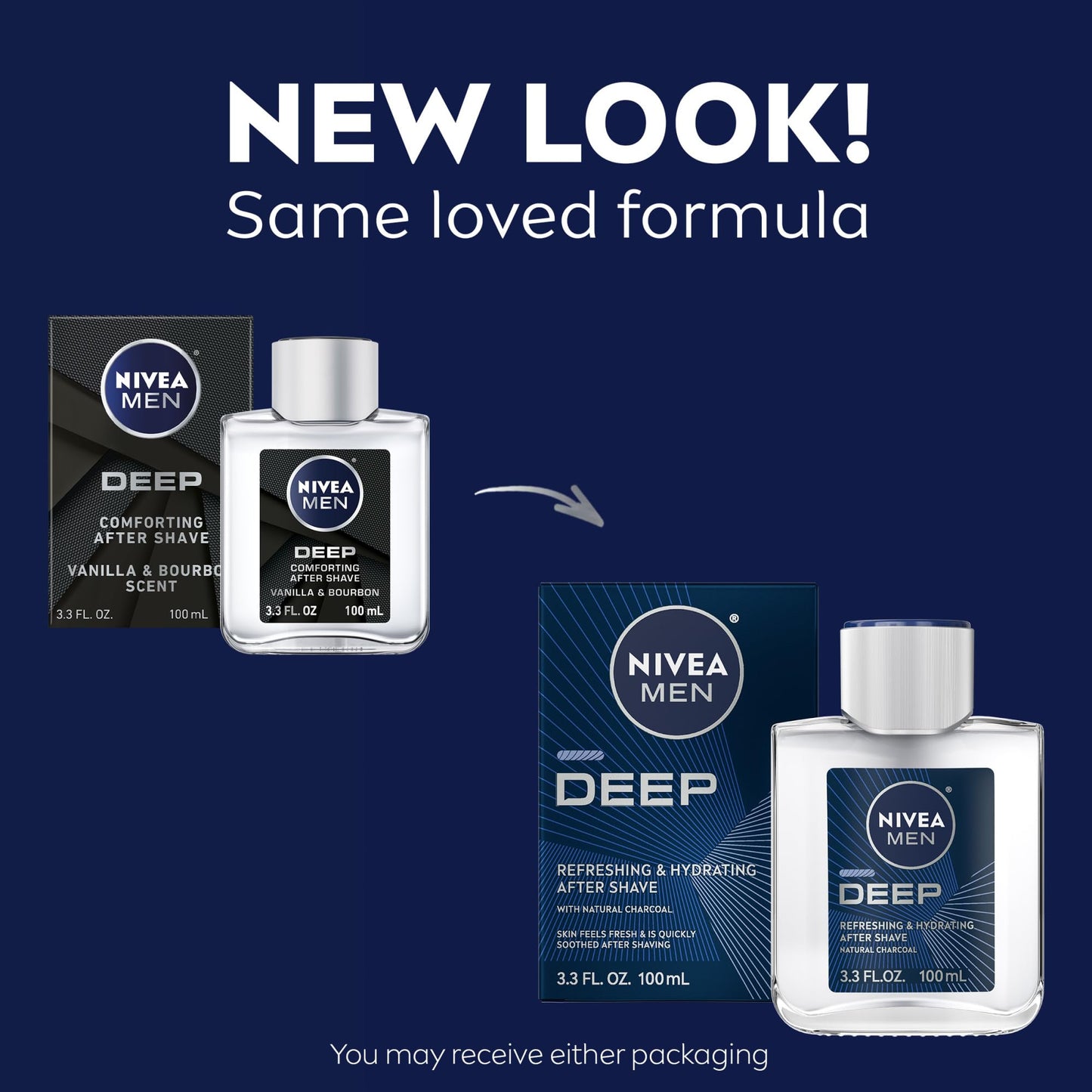 NIVEA Men DEEP Refreshing and Hydrating After Shave with Natural Charcoal, Aftershave Lotion for Men Soothes Shave Irritation, Vanilla and Bourbon Beauty & Personal Care NIVEA MEN