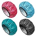 Aquior Shower Cap for Women Reusable, Extra Large Shower Cap for Men,Satin EVA Double Layer Waterproof Hair Cap For Long Hair, 4 Pieces Beauty & Personal Care Aquior