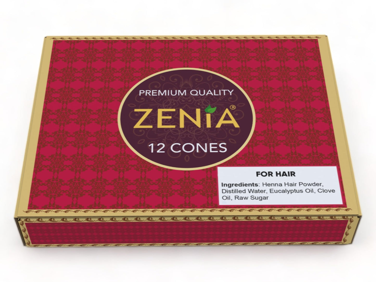 Zenia (Pack of 12) 100% Natural Henna Hair Color Paste Hair Dye Cones Dark Reddish-Brown Color 25g Each Cone Beauty & Personal Care Zenia