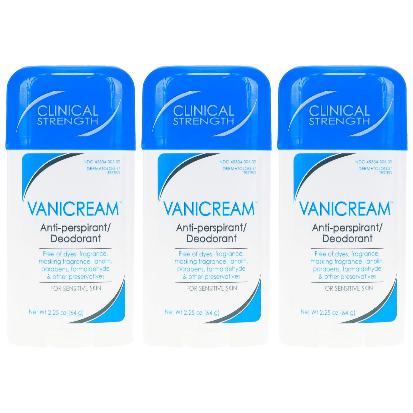 Vanicream Anti-Perspirant - Deodorant Clinical Strength For Sensitive Skin, 2.25 Oz Pack of 3 Beauty and Personal Care Vanicream