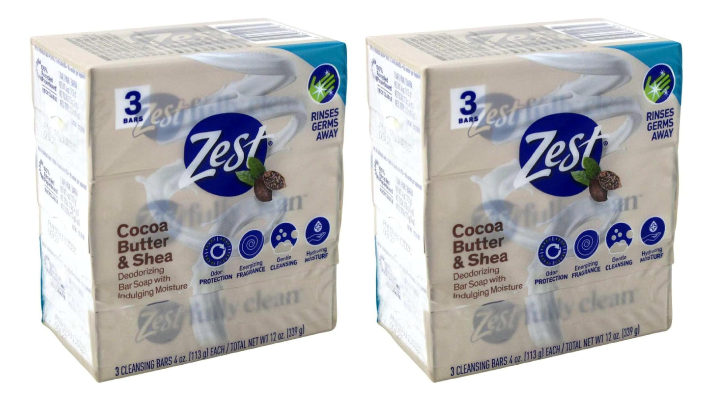 Zest Bath Bars, Cocoa Butter & Shea, 4 oz bars, 3 ea (Pack of 2) Beauty & Personal Care Zest