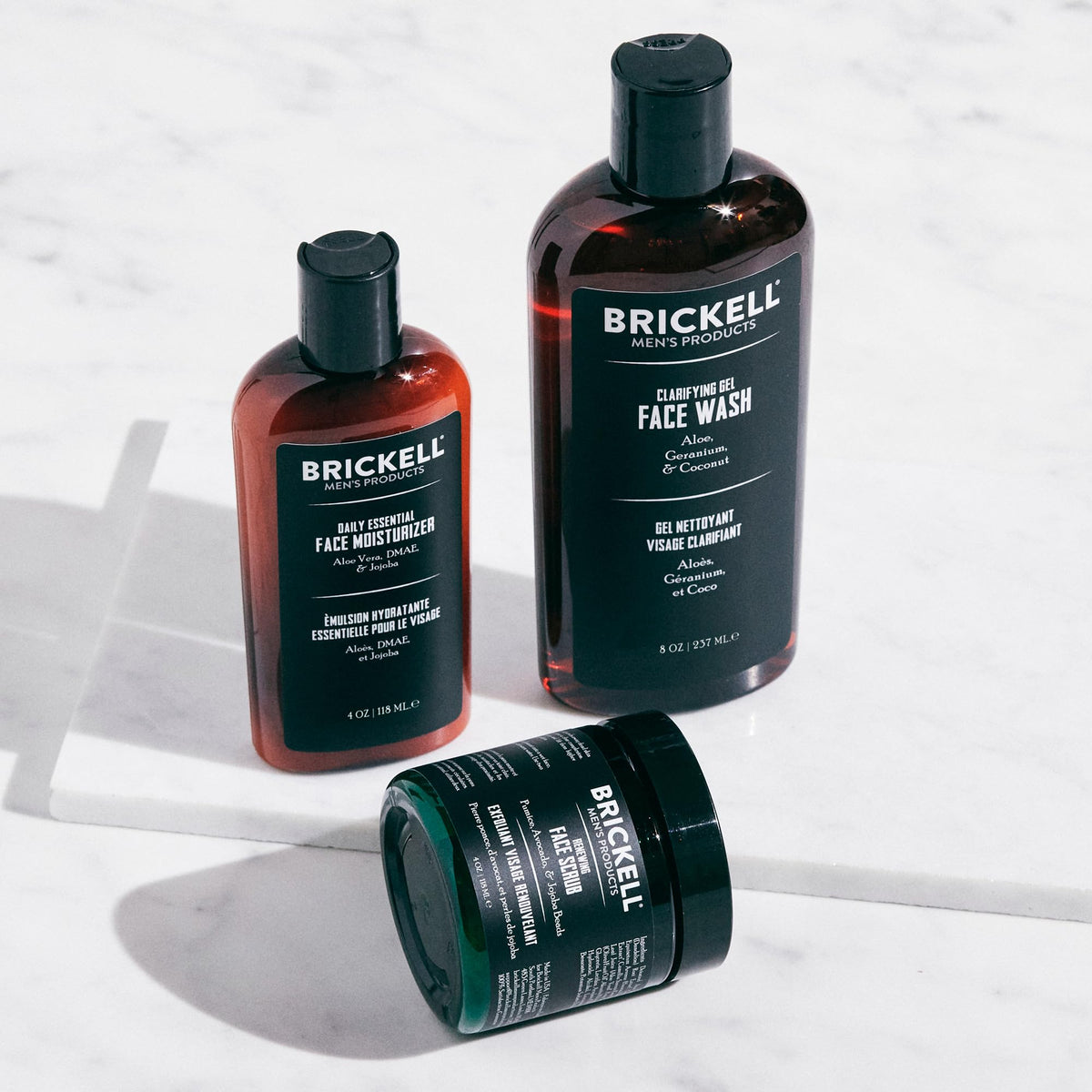 Brickell Men's Products Daily Advanced Face Care Routine I, Gel Facial Cleanser Wash, Face Scrub, Facial Moisturizer Lotion, Natural and Organic Men's Beauty & Personal Care Brickell Men's Products