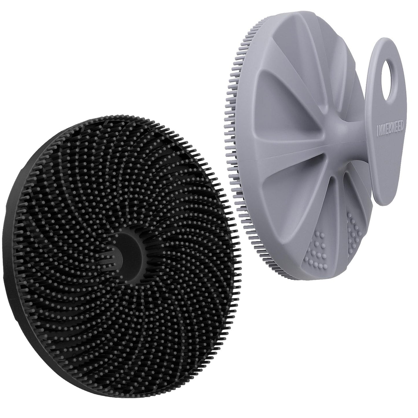 Food-Grade Silicone Body Scrubber Exfoliating & Massaging Brush, Black+Gray Beauty and Personal Care INNERNEED