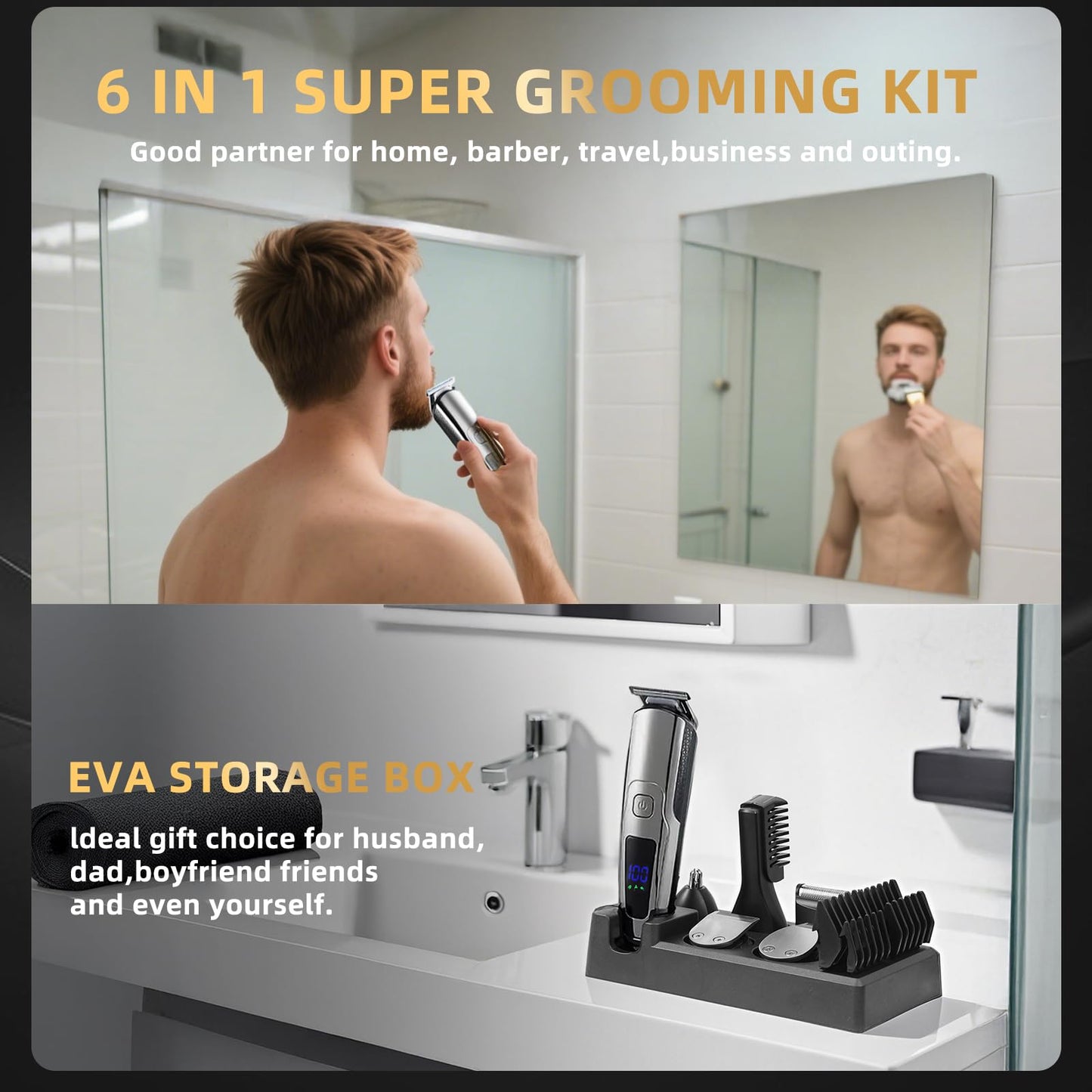 ritarga Beard Trimmer for Men, 20 Length Settings, 14-in-1 Cordless Grooming Kit, Waterproof Electric Razor for Men with A Razor Stand, Hair Trimmer Beauty and Personal Care ritarga