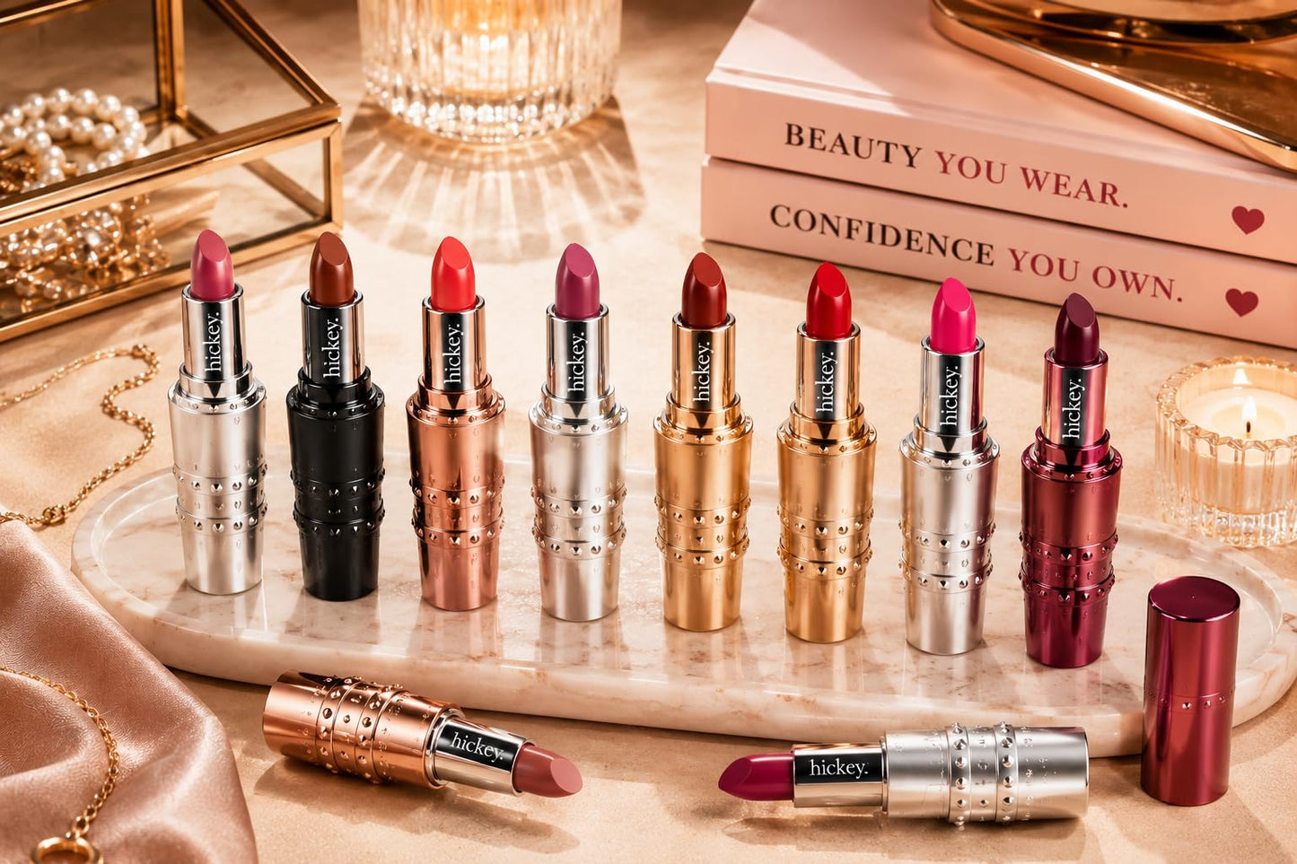 Hickey Lipstick The Vault Collection - 8 Piece Refillable Set - (Walk of Shame, Mile High, Big Trouble, Make Out, Haute Mess, Birthday Suit & More) - Beauty & Personal Care Hickey