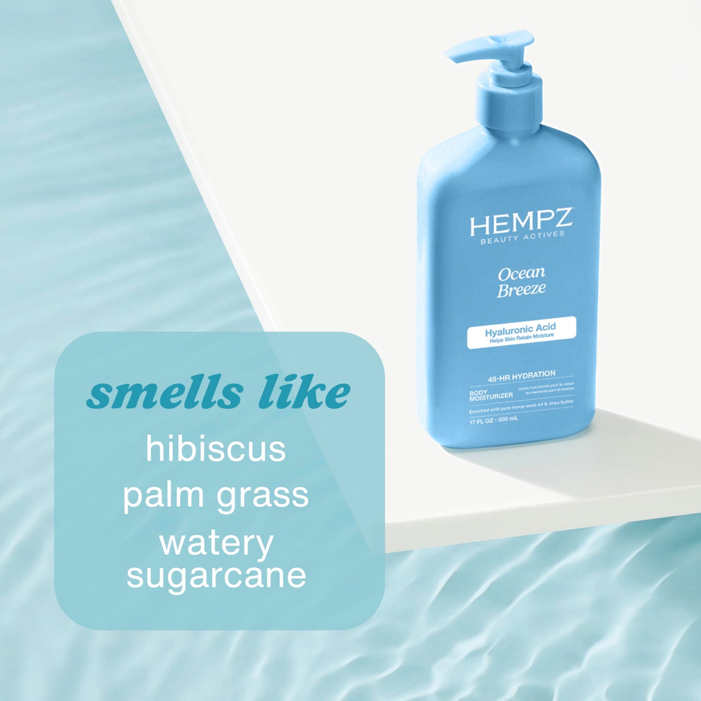 Hempz Body Lotion - Ocean Breeze Limited Edition Mini Daily Moisturizing Cream, Shea Butter, Aloe Body Moisturizer - Skin Care Products, All Natural Beauty & Personal Care Hempz
