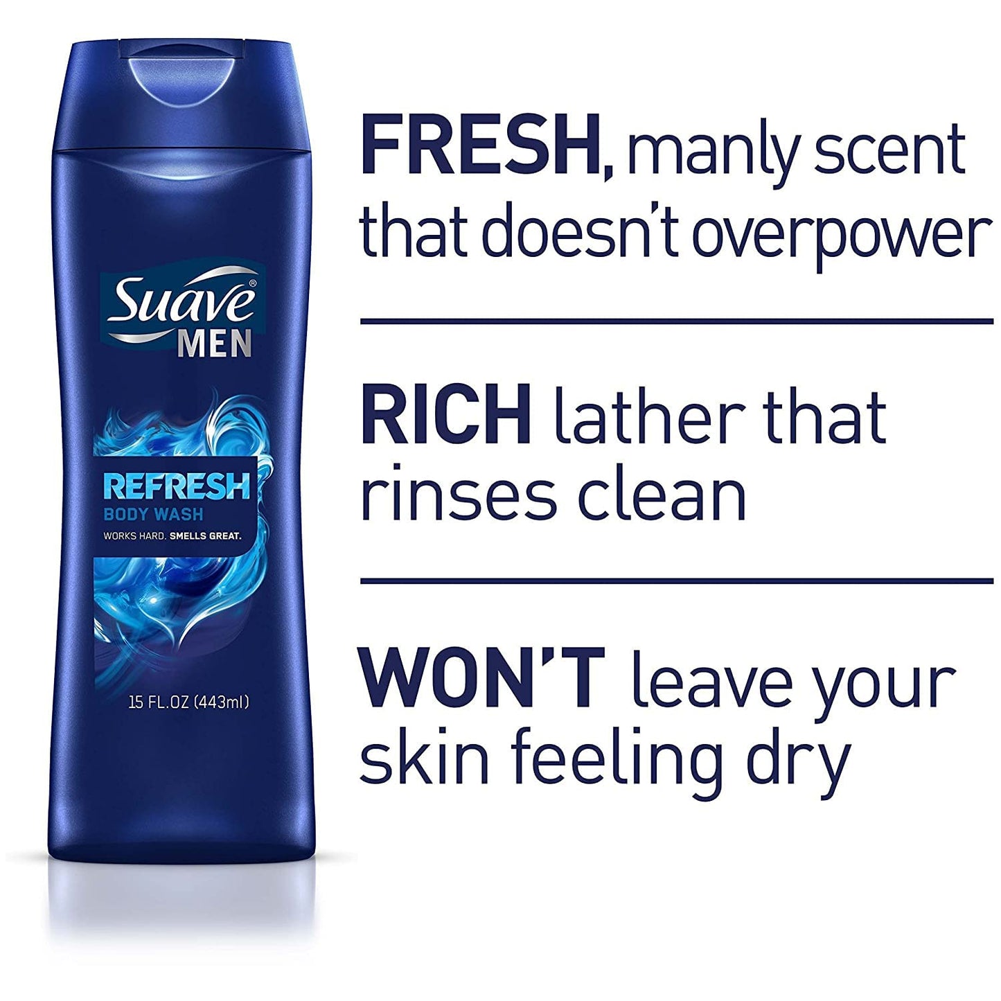 Suave Men Body Wash, Refreshing, 12 Fl Oz (Pack of 6) Beauty & Personal Care Suave