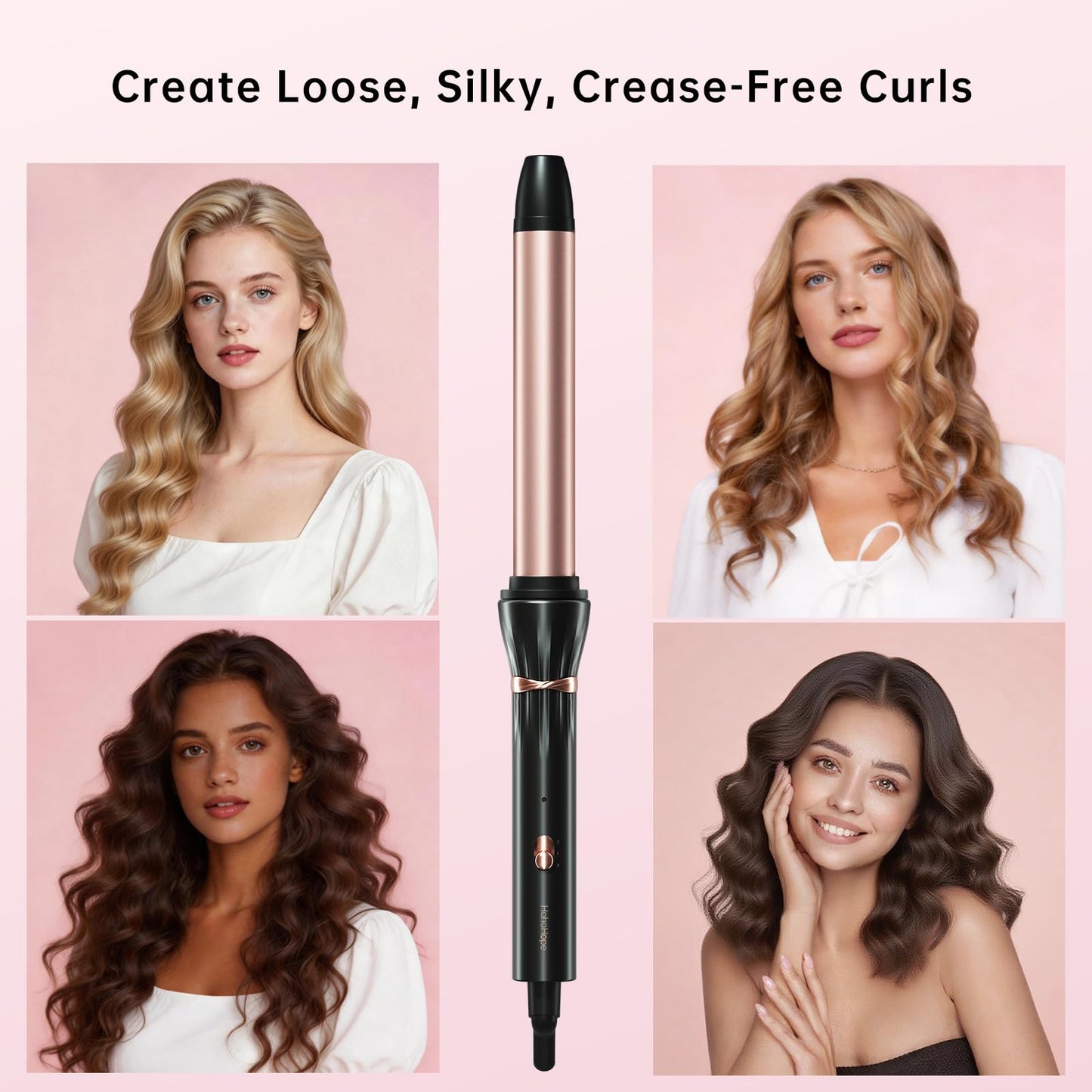 Hahahope 1 Inch Ceramic Curling Wand, Long Barrel Hair Curler for Medium to Long Hair, Clamp-Free for Loose Waves, 2 Heat Settings, Dual Voltage Beauty and Personal Care hahahope