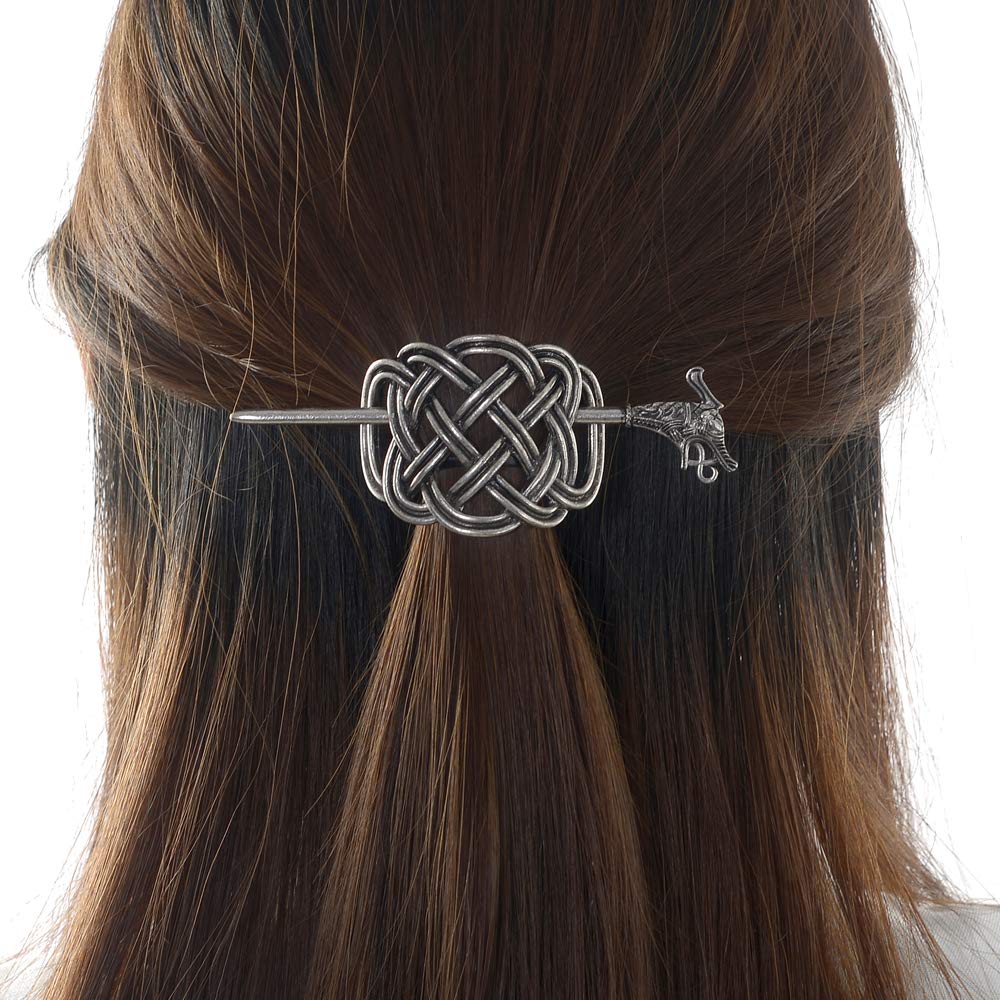 Viking Celtic Hair Clips Hairpins- Viking Hair Accessories Celtic Knot Hair Pins Antique Silver Hair Sticks Irish Hair Decor Accessories for Long Hair Beauty & Personal Care LQQQL