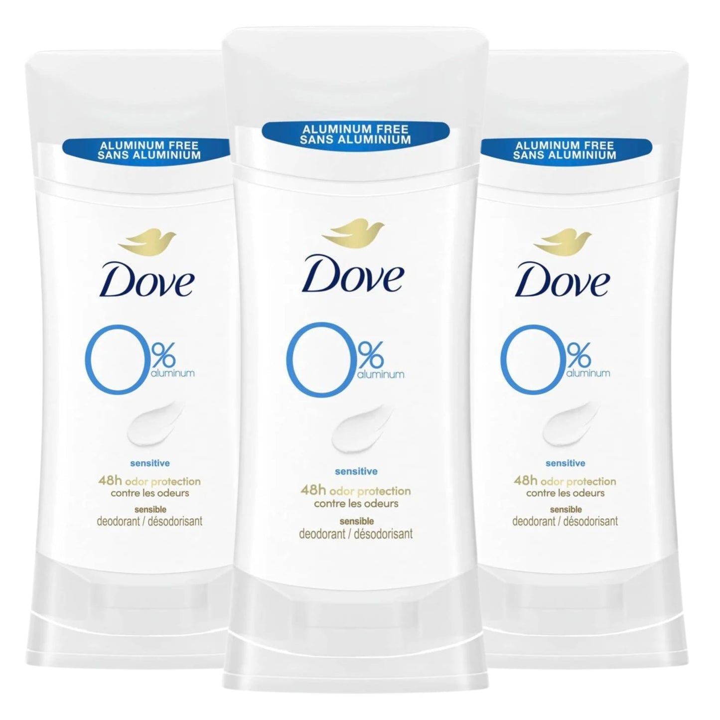 Dove Aluminum Free Deodorant for Women 3 Count Sensitive 72 hour odor protection 2.6 oz Beauty and Personal Care Dove