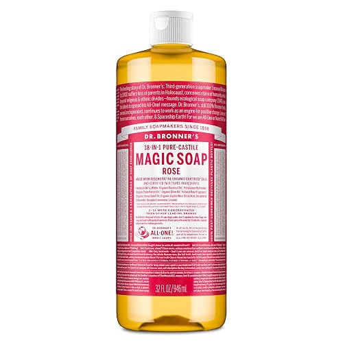 Dr. Bronner's Magic Soap Pure-Castile Liquid Soap (Rose, 32 Ounce) - Made with Regenerative Organic Certified Oils, 18-in-1 Uses: Face, Body, Hair Beauty & Personal Care Dr. Bronner's