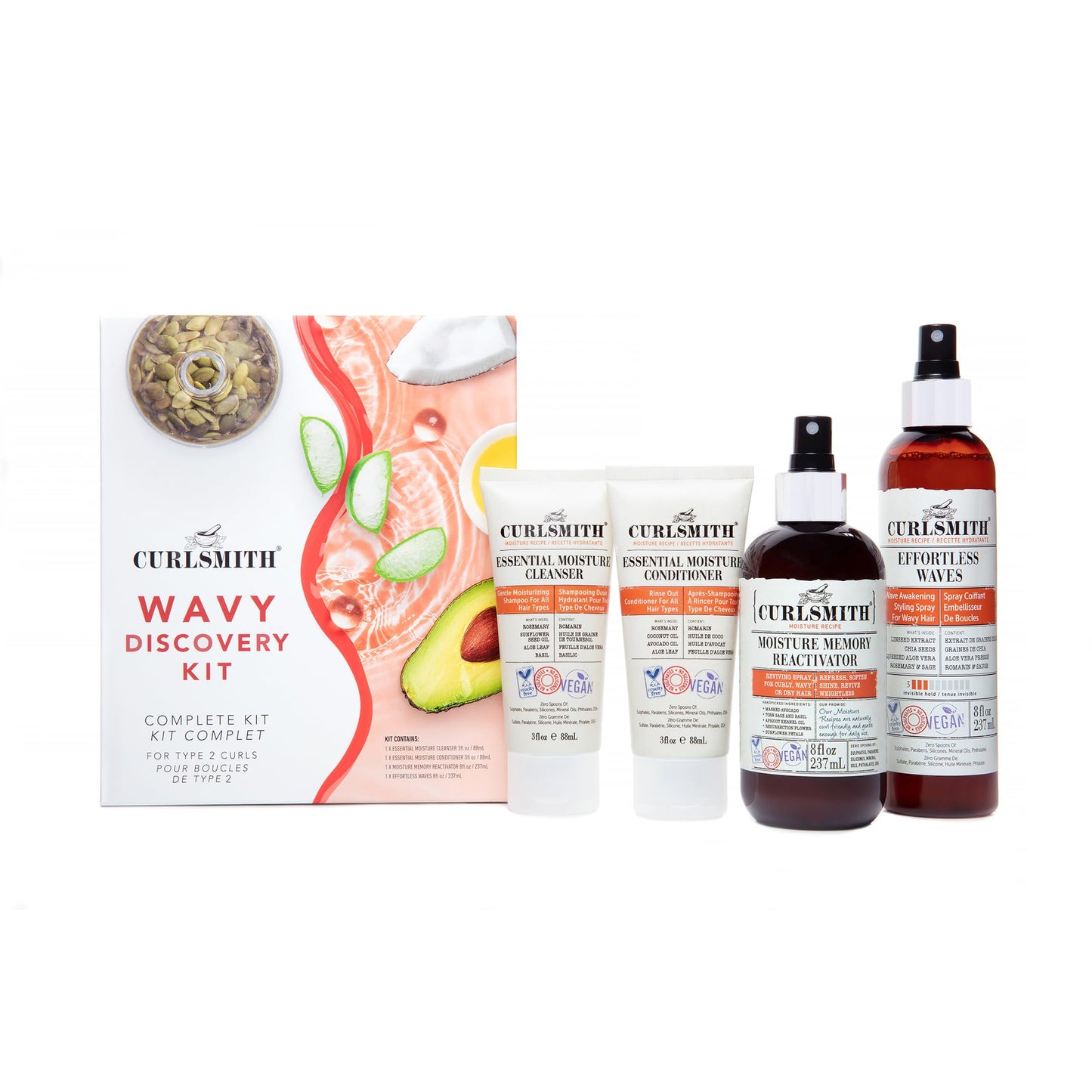 Curlsmith - Wavy Wash Day Discovery Kit | Complete Wash Day Kit, Perfect for People with Type 2 Curls | Cleanse, Control Frizz, Nourish & Hydrate Hair Beauty & Personal Care CURLSMITH