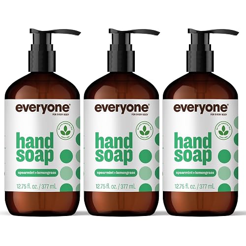 Everyone Liquid Hand Soap, 12.75 Ounce (Pack of 3), Spearmint and Lemongrass, Plant-Based Cleanser with Pure Essential Oils Beauty & Personal Care everyone for every body