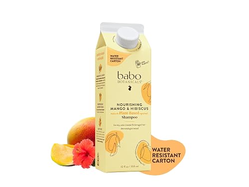 Babo Botanicals Nourishing Mango & Hibiscus Shampoo - For Dry, Damaged, Color-Treated Hair - Moisturize & Soften - Passion Fruit Ferment for scalp Beauty & Personal Care Babo Botanicals