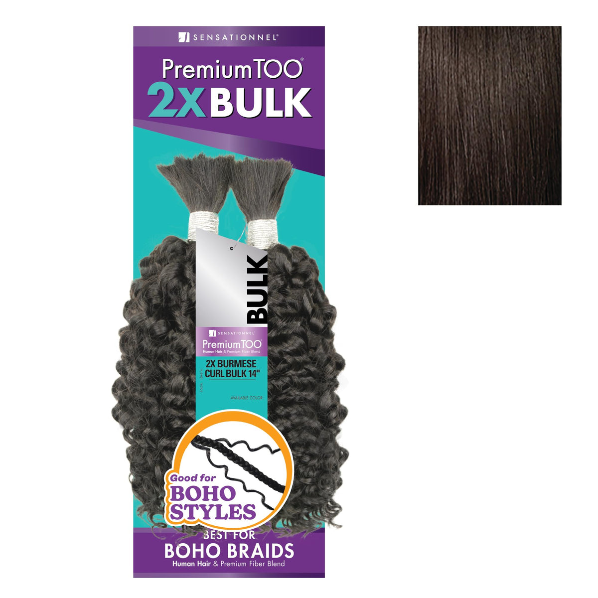 Sensationnel PremiumToo Bulk Weaving-2X Burmese Curl,14 inch, 2 DARKBROWN