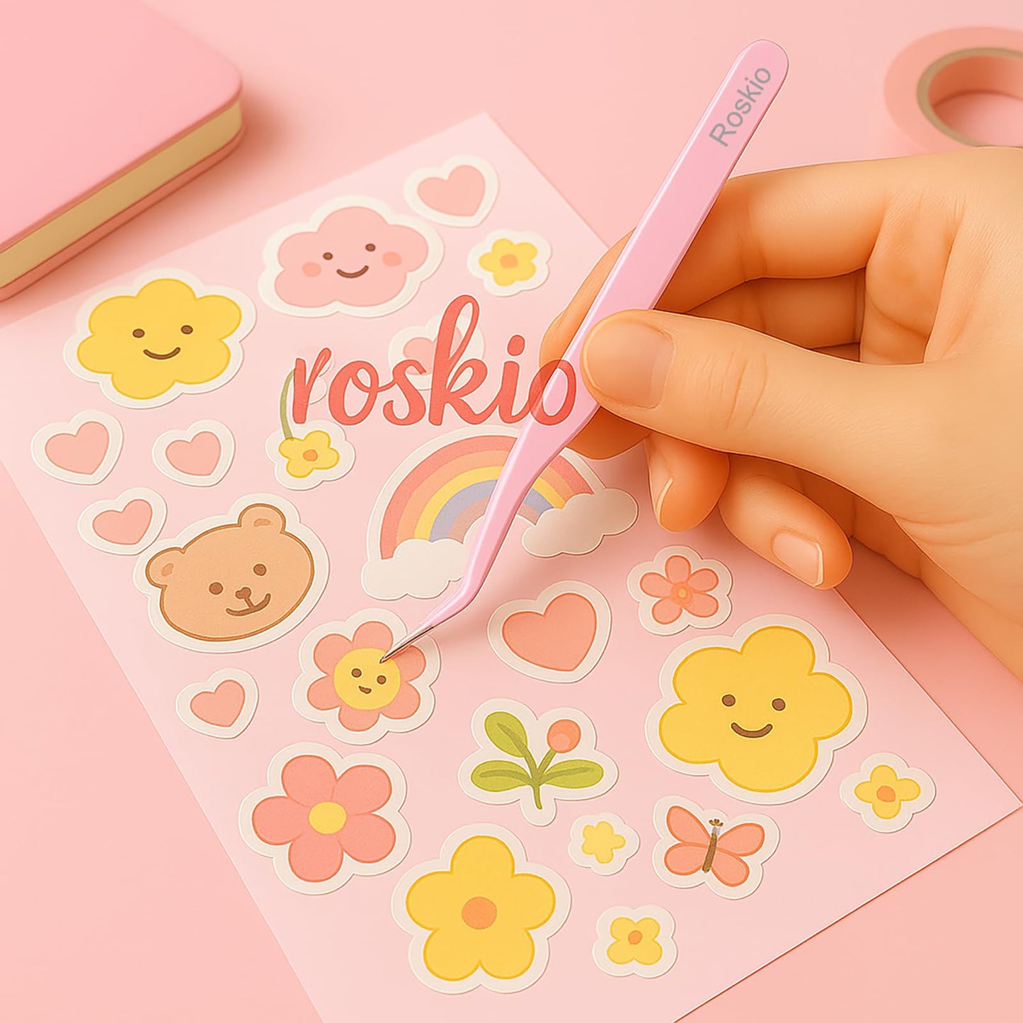Roskio Nail Tweezer, 2pcs Stainless Steel Straight & Curved Nail Art Tweezers for Stickers, Rhinestone, Eyelash Extension, Nail Stickers, Cuticle Beauty & Personal Care ROSKIO