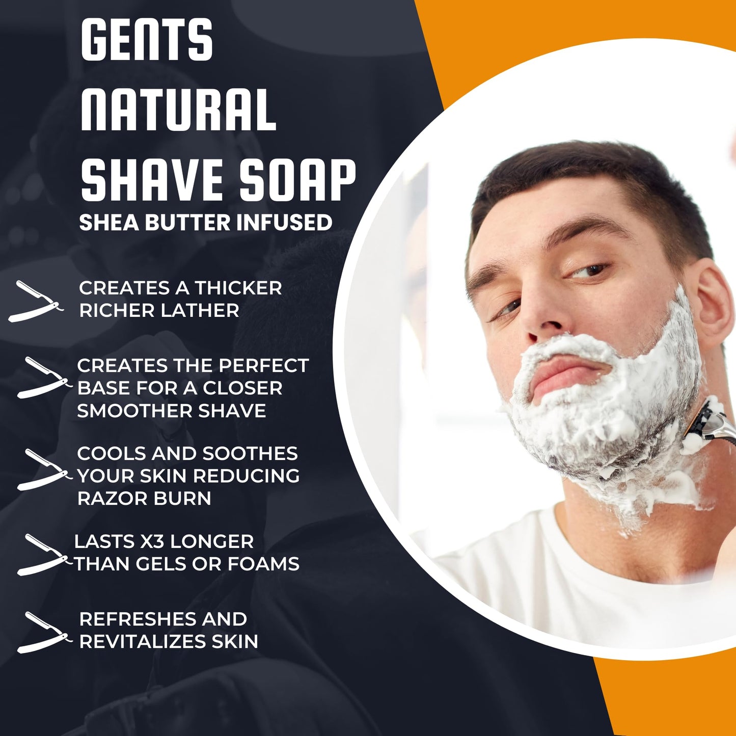 G.B.S GENTS Shaving Soap Set - Sandalwood & Bay Rum Natural Shave Soaps with Stainless Steel Lather Bowl - Rich Creamy Lather, Shea-Infused Beauty and Personal Care G.B.S