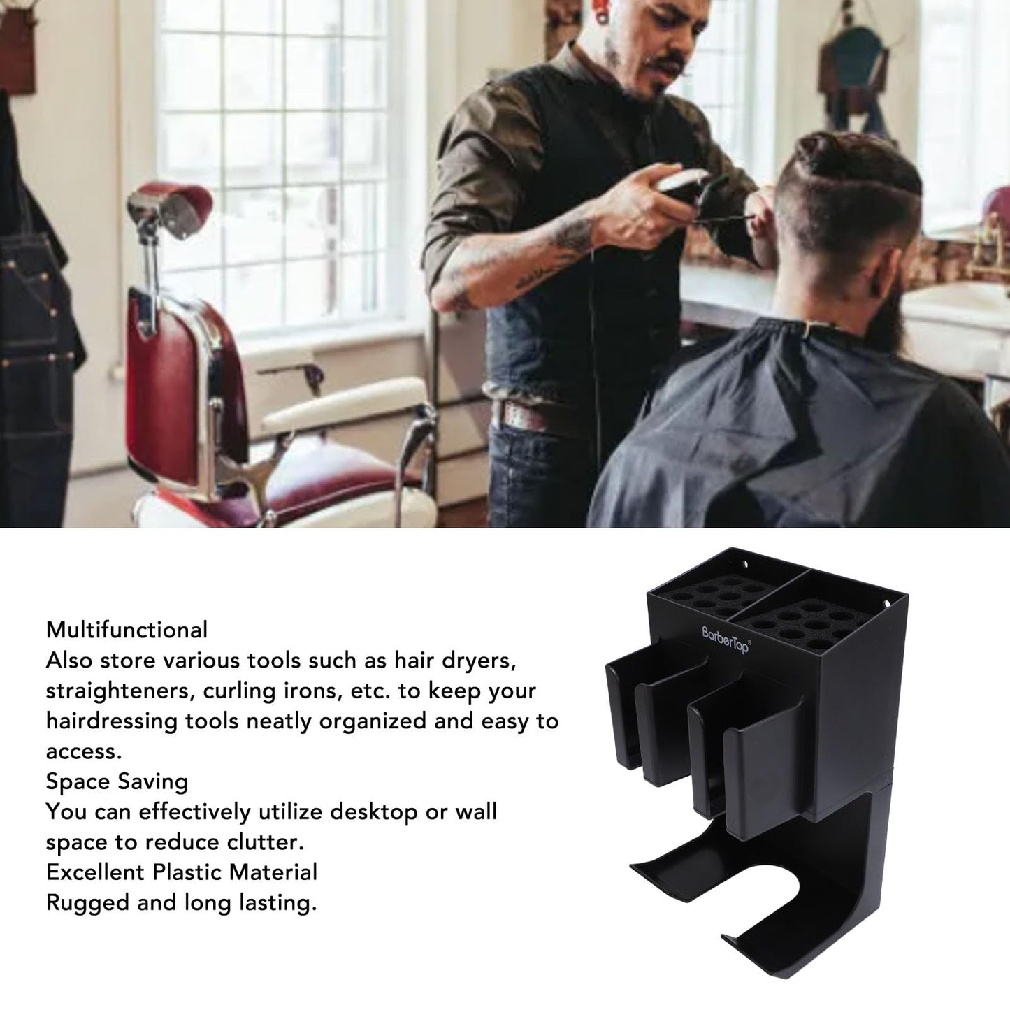 TARSHYRY Barber Clipper Holder, Hair Trimmer Storage Rack with Multiple Slots for Hair Dryer Straightener Curling Iron, Salon Bathroom Organizer Beauty and Personal Care TARSHYRY