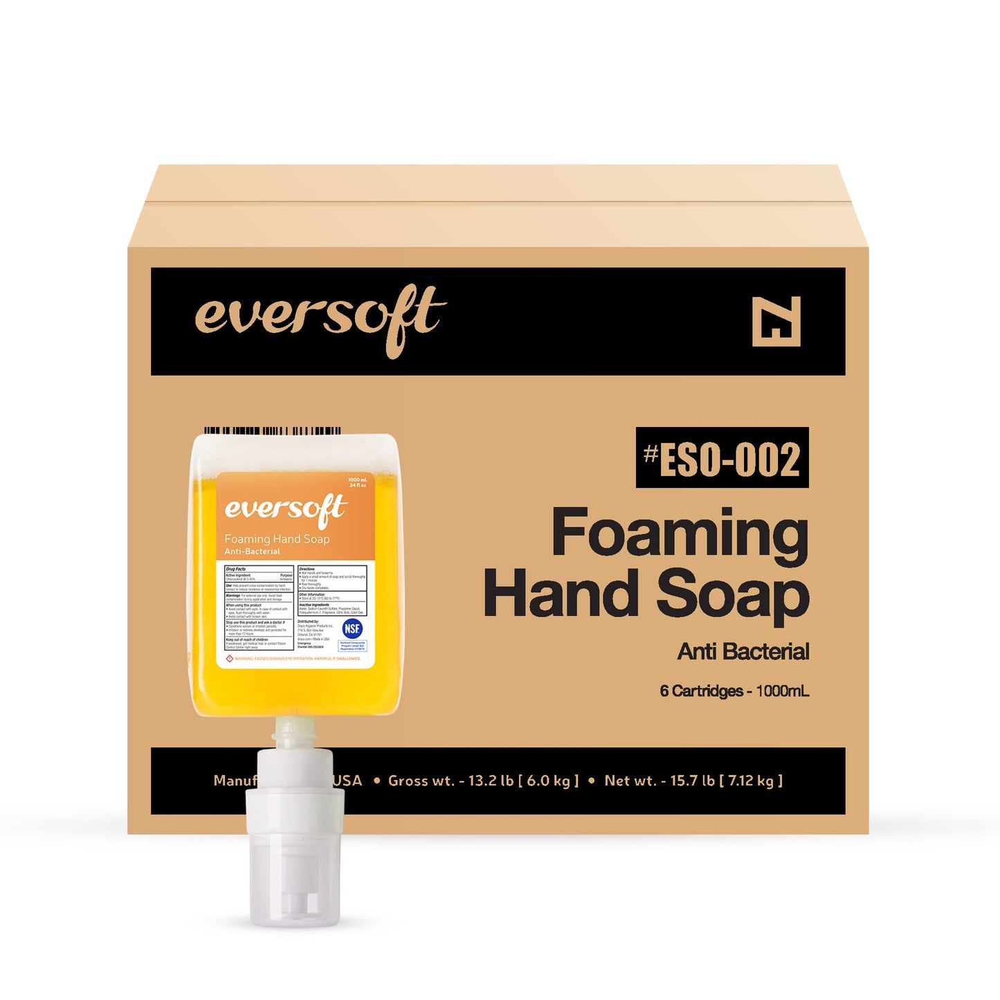 EZbrnd Eversoft Anti-Bacterial Foam Soap Refill Cartridge, 1000ml (33.8 oz) x 6 pk, ESO-002 Beauty & Personal Care EZPULL