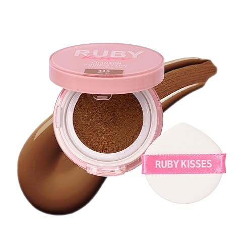 Ruby Kisses Cushion Foundation, Full Coverage Korean Makeup, Lightweight & Long Lasting, All Day Natural Glowy Finish for All Skin Types with Beauty & Personal Care Ruby Kisses