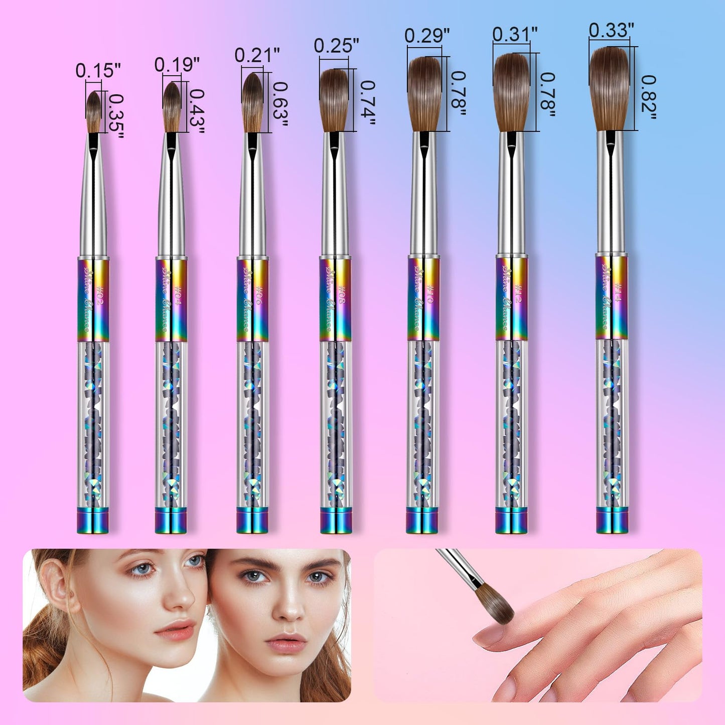 Shine Chance Acrylic Nail Brush Size 8, 100% Real Kolinsky Art Nail Brush for Acrylic Powder Application, Handmade Women Manicure Nail Extension Tool Beauty & Personal Care Shine Chance