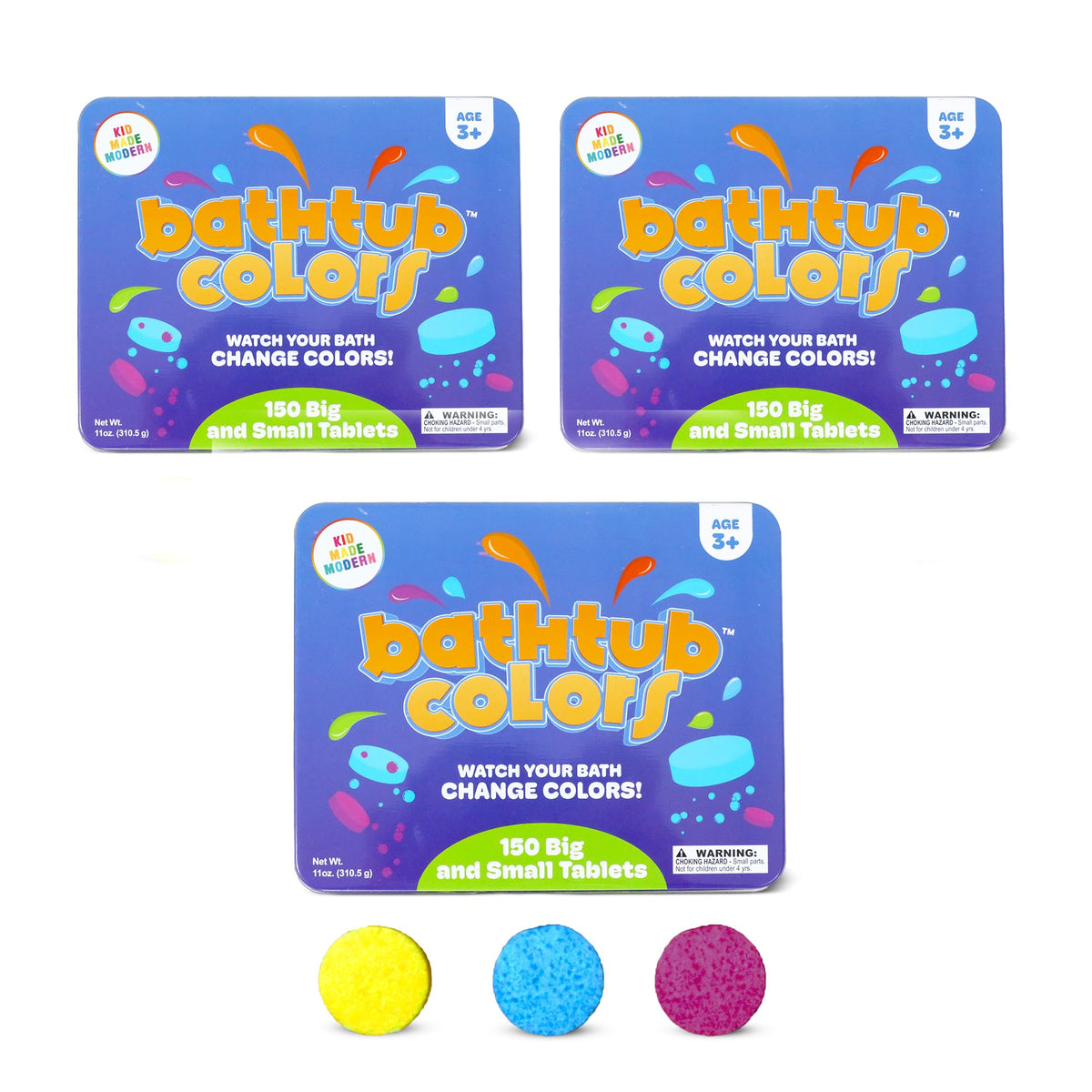 Kid Made Modern Bath Color Tablets for Kids - 450 Non Toxic Bath Drops for Toddlers Blue, Yellow, Pink, and Purple Bathtub Color Fizzies Tablets… Beauty & Personal Care Regal Games
