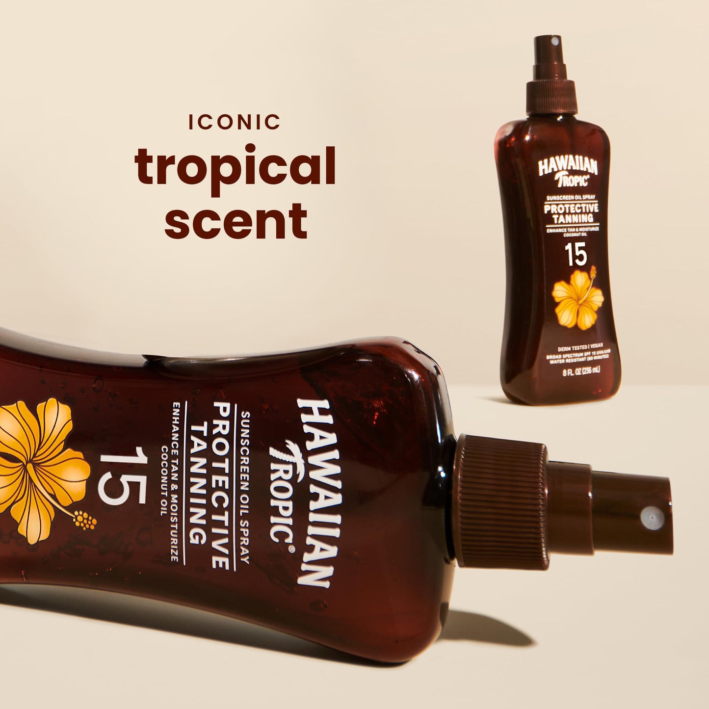 Hawaiian Tropic Sunscreen Protective Tanning Dry Oil Broad Spectrum Sun Care Sunscreen Spray - SPF 15, 8 Ounce, Sun Beauty & Personal Care Hawaiian Tropic