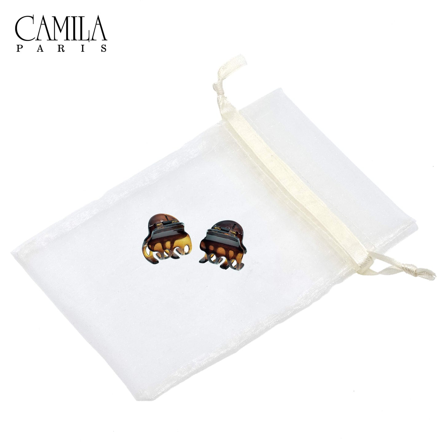 Camila Paris NV36 French Hair Clip for Women, Set of 2 Small Tortoise Girls Hair Claw Clips Fashion Durable Hair Accessories for Women, Luxury Ladies Beauty & Personal Care Camila