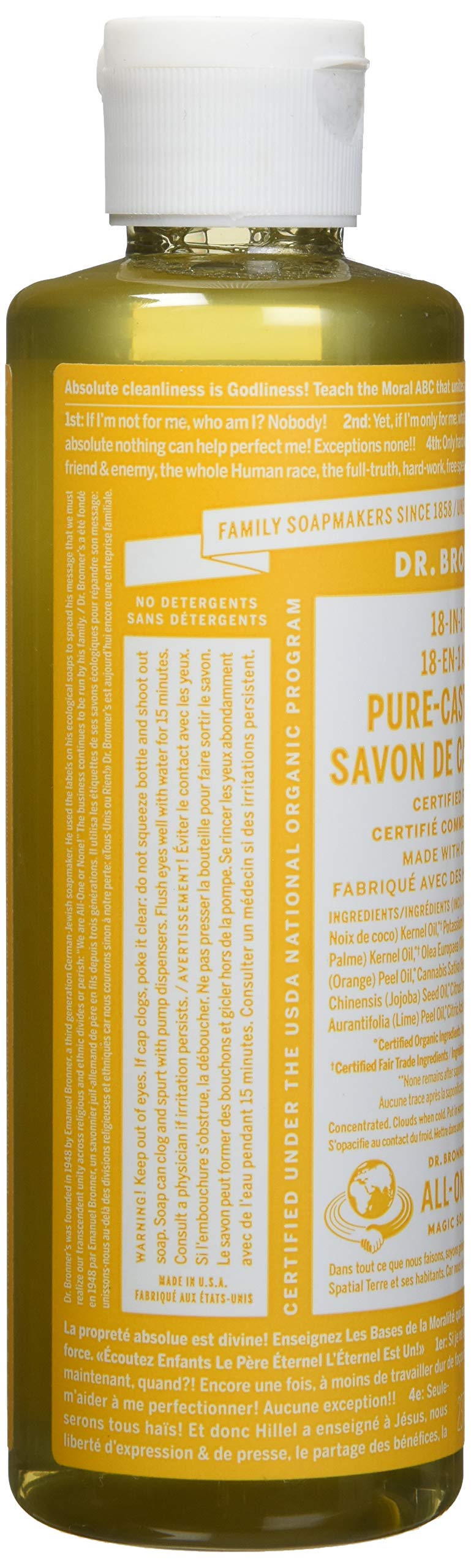 Dr. Bronner's Organic Pure Castile Liquid Soap Citrus Orange - 8 fl oz Beauty & Personal Care Dr. Bronner's