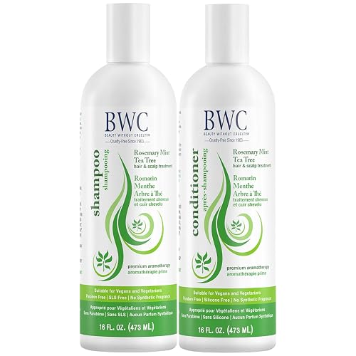 Beauty Without Cruelty Shampoo and Conditioner Set, Clarifying Rosemary Mint Tea Tree - Aromatherapy Hair & Scalp Treatment, SLS-Free, Vegan-Friendly Beauty & Personal Care Beauty Without Cruelty
