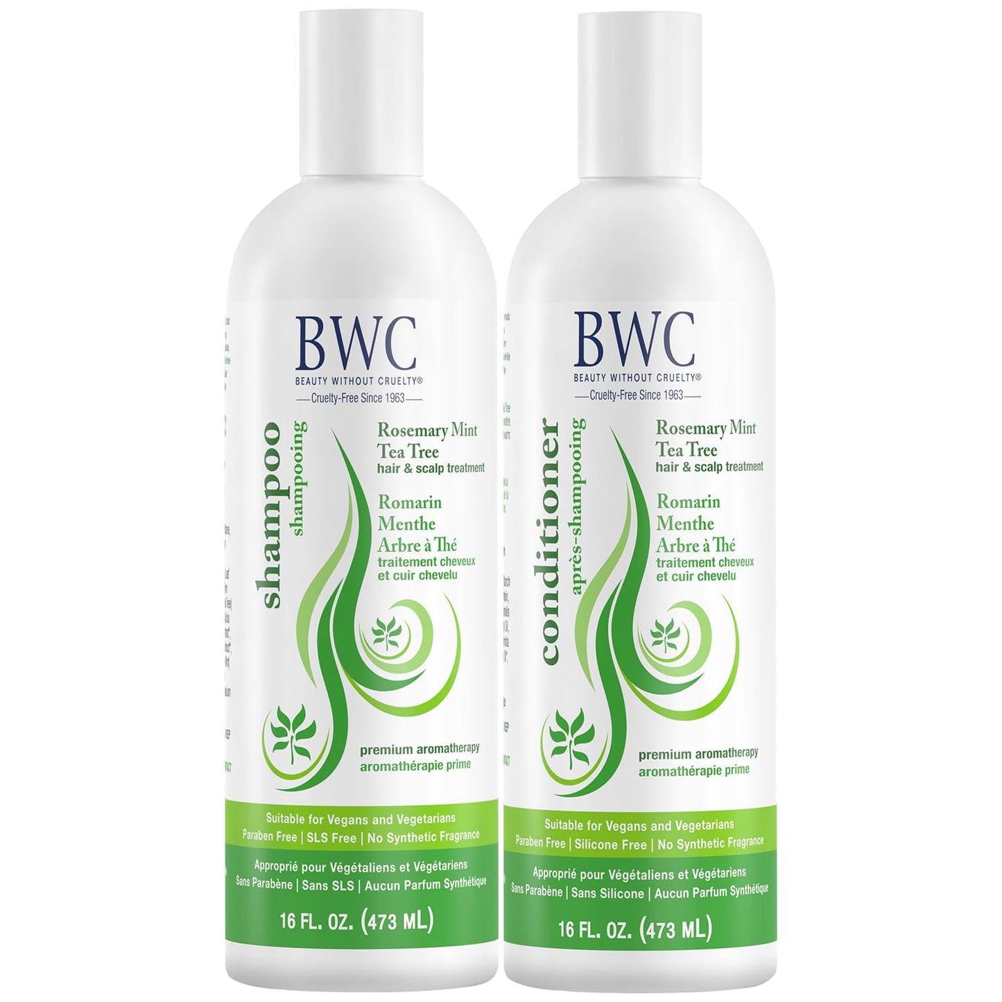 Beauty Without Cruelty Shampoo and Conditioner Set, Clarifying Rosemary Mint Tea Tree - Aromatherapy Hair & Scalp Treatment, SLS-Free, Vegan-Friendly Beauty & Personal Care Beauty Without Cruelty