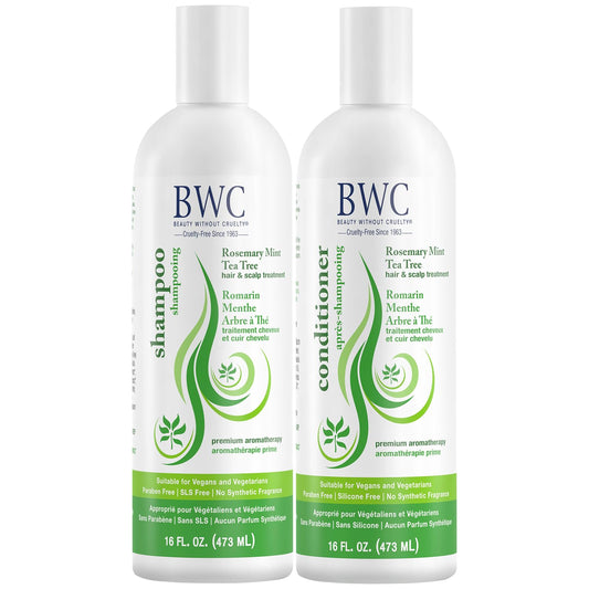 Beauty Without Cruelty Shampoo and Conditioner Set, Clarifying Rosemary Mint Tea Tree - Aromatherapy Hair & Scalp Treatment, SLS-Free, Vegan-Friendly Beauty & Personal Care Beauty Without Cruelty