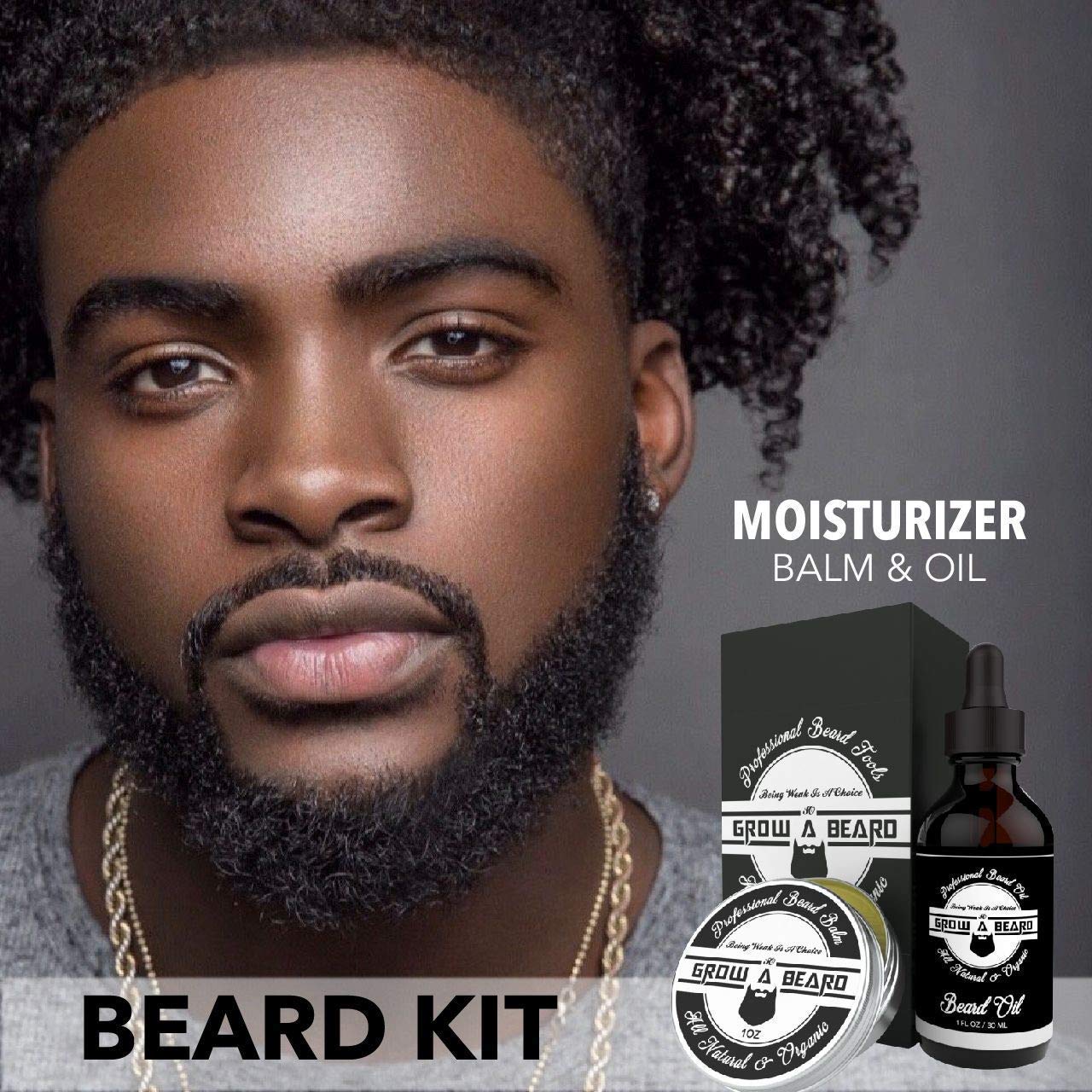 Beard Brush, Beard Comb, Beard Oil, & Beard Balm Grooming Kit for Men's Care, Travel Facial Hair Set for Growth, Styling, Shine & Softness, Great Beauty & Personal Care GROW ALPHA BEARD