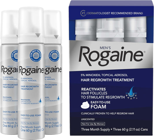 Men's Rogaine 5% Minoxidil Topical Foam, Unscented, 3 Mo Supply, 2.11 Oz (Pack of 18) Beauty and Personal Care Rogaine Default Title