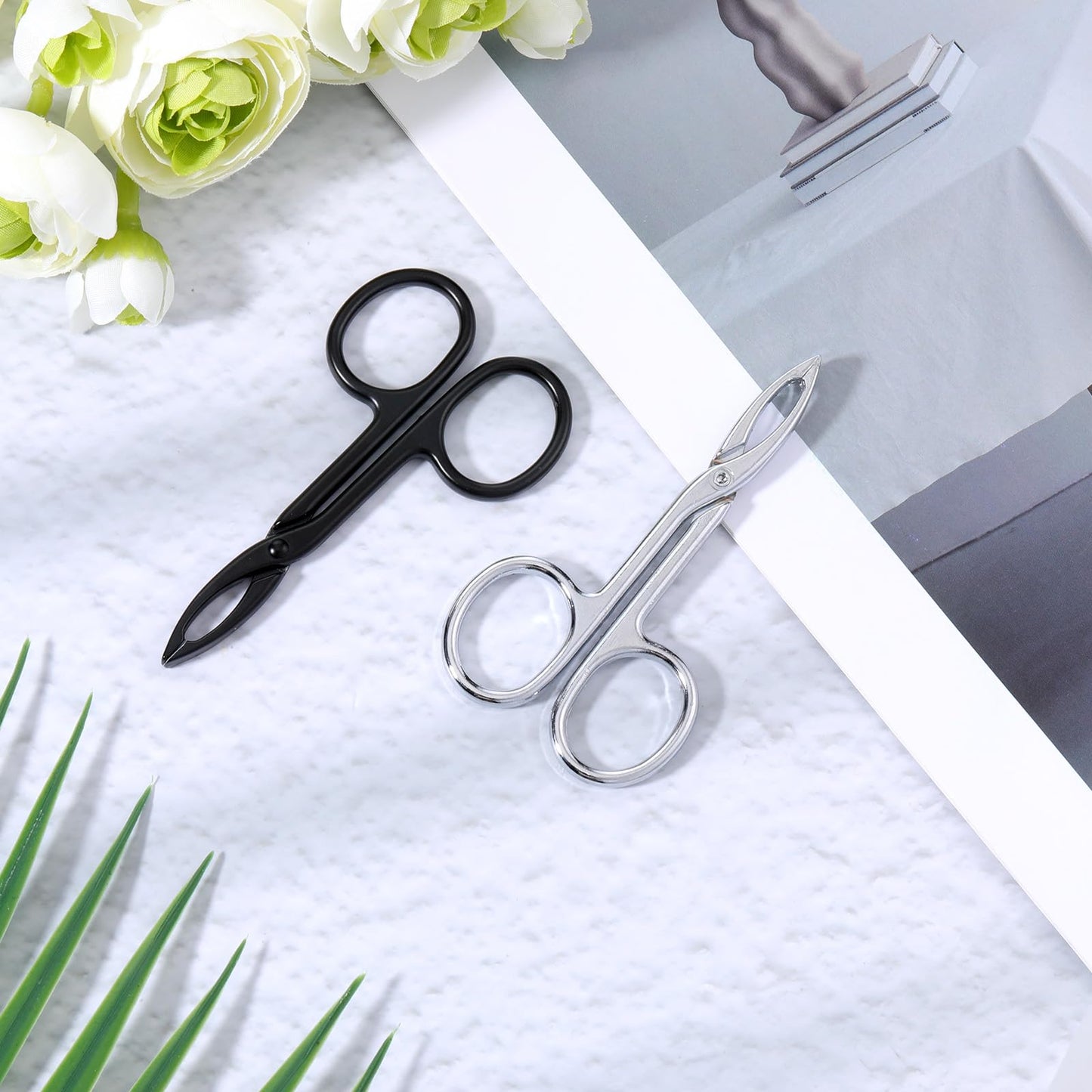 2 PCS Scissor Tweezers with Handles, Scissor Tweezers for Eyebrows, Metal Straight Tip with Handle Pluckers Tweezers Scissors for Remover Facial Hair Beauty and Personal Care Tweruna