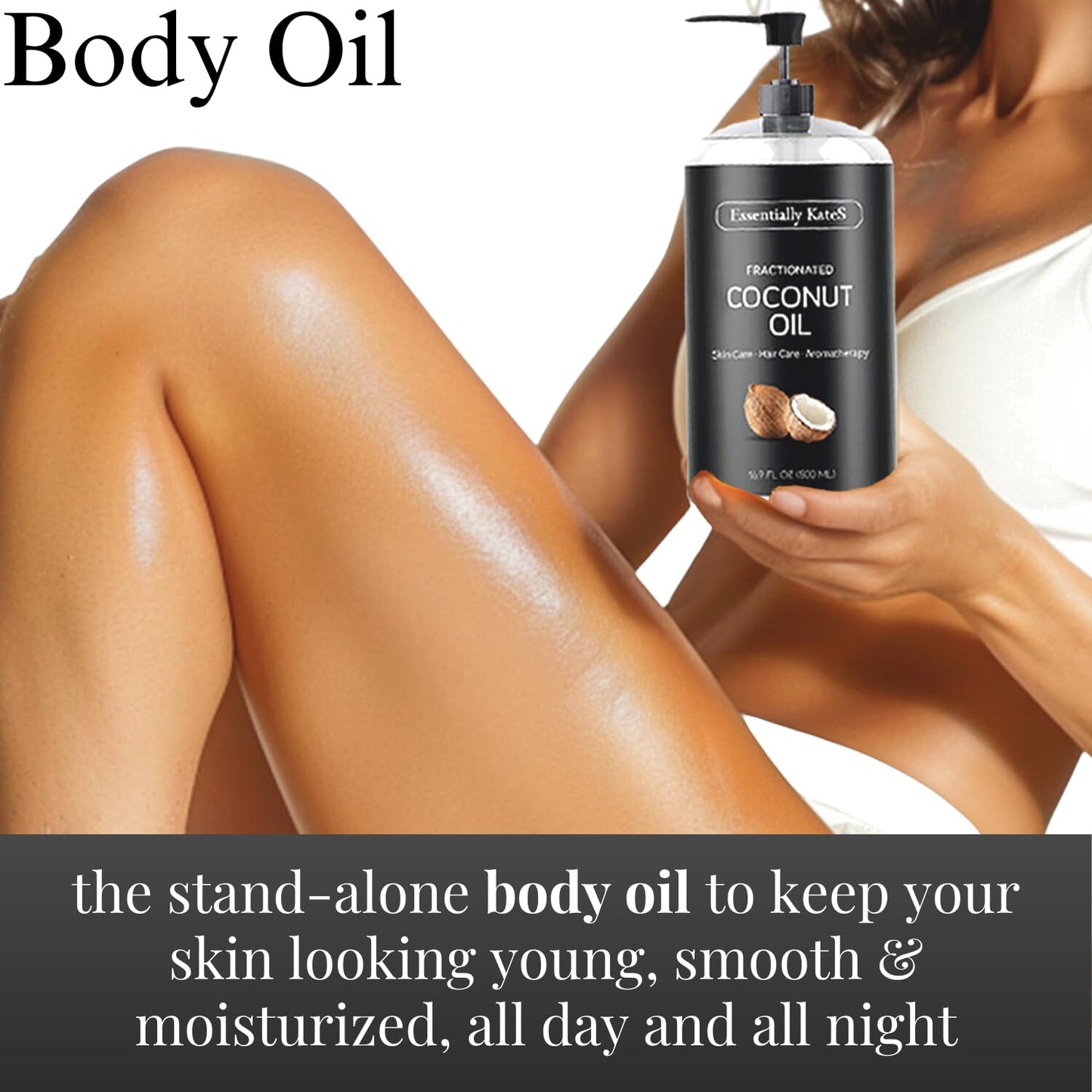 Fractionated Coconut Oil- Lightweight, Non?Greasy Skin & Massage Oil for Soft, Silky Feel - 100% Natural, A Very Long-Lasting Glide, Fast?Absorbing Beauty and Personal Care Essentially KateS