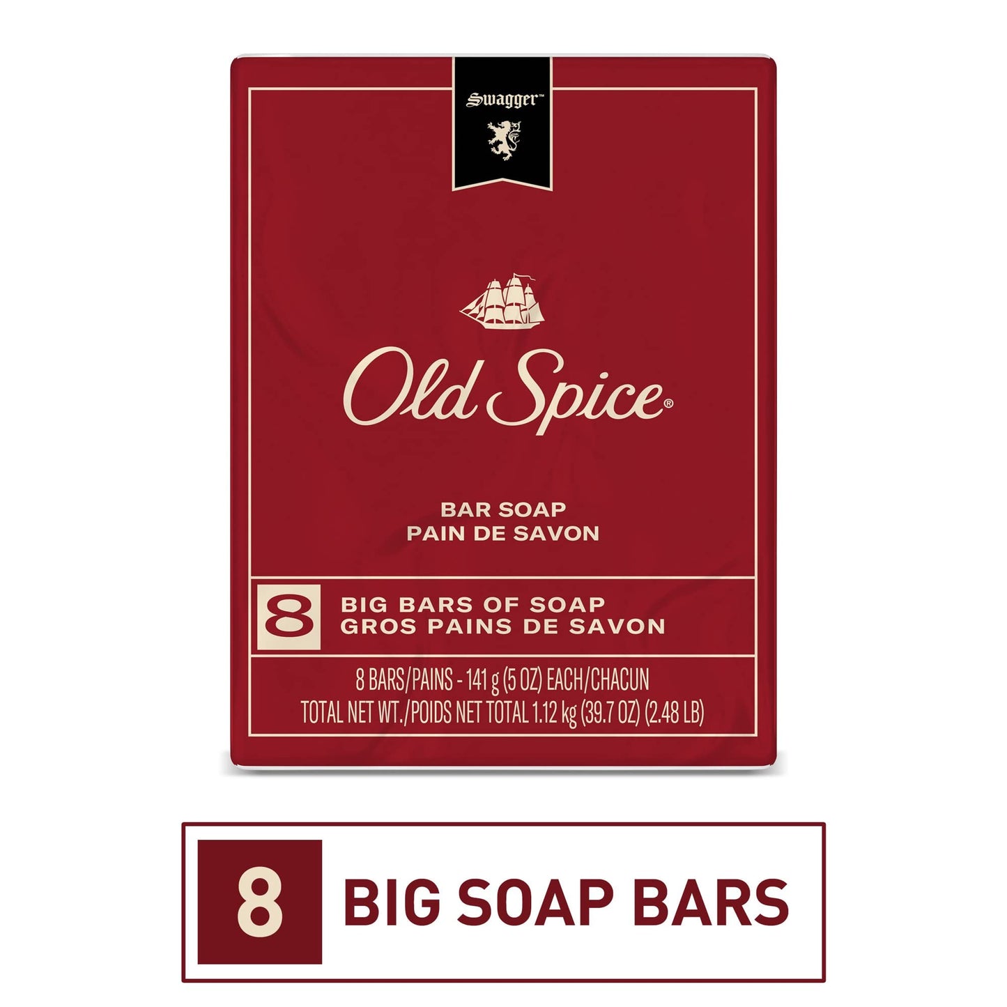 Old Spice Red Collection Swagger Scent Men's bar Soap, 8 bar, 5 oz, 14.920 Lb Beauty & Personal Care Old Spice