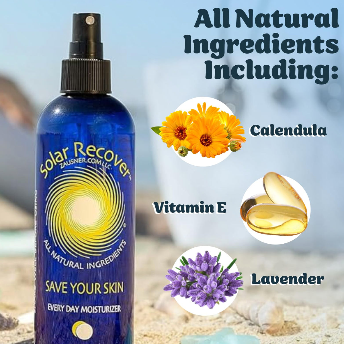 Solar Recover After Sun Moisturizing Spray 12oz – Hydrating Face & Body Mist with Vitamin E & Calendula – Sunburn Relief, USA Made Beauty & Personal Care Solar Recover