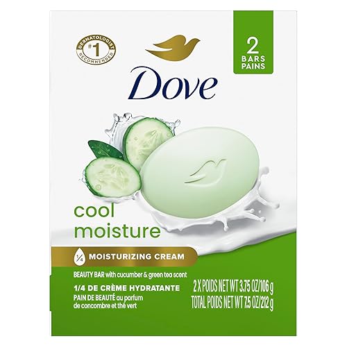 Dove Beauty Bar Soap Cool Moisture Cucumber & Green Tea Scent, 2 Bars for Refreshed Skin, Leaves Skin Refreshed 3.75 oz Beauty & Personal Care Dove