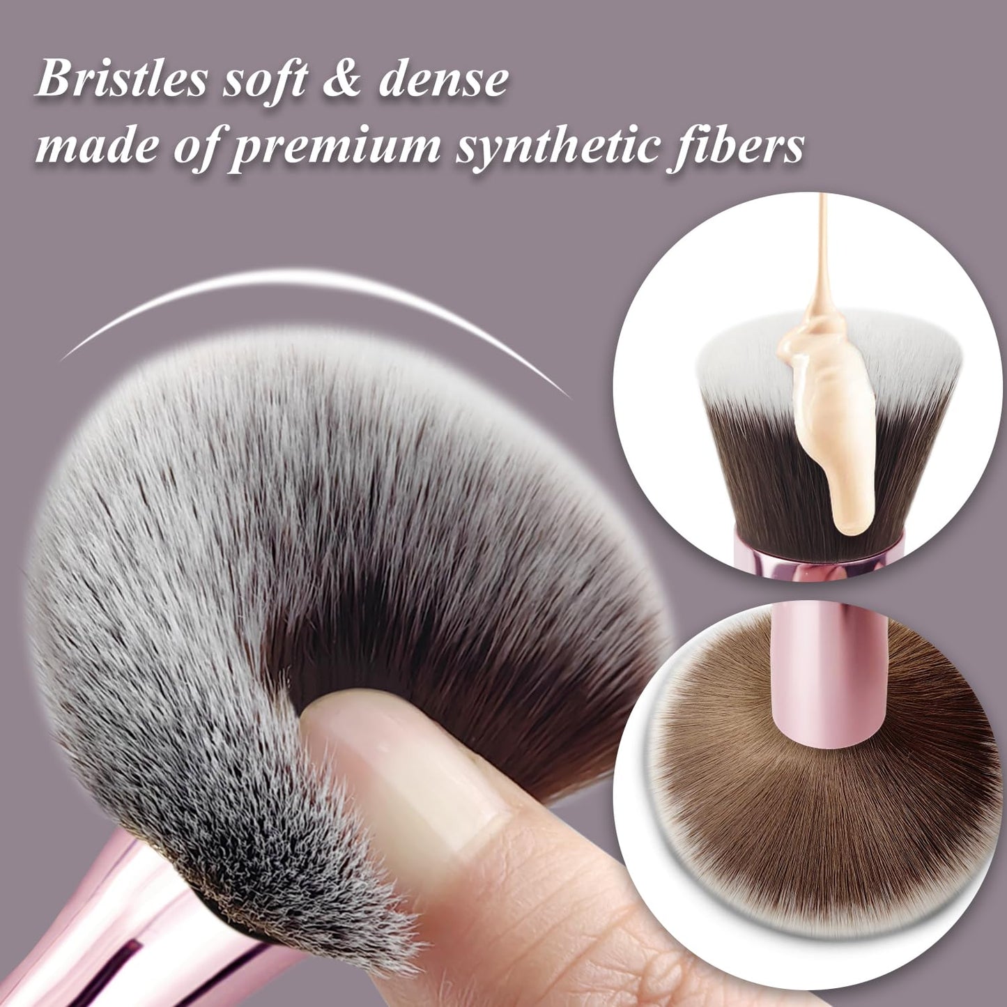 Voxora 4 in 1 Makeup Brush Set - All in One Powder/Blush, Foundation, Blending & Eyeshadow Brushes, Compact & Travel Essential Beauty & Personal Care Voxora