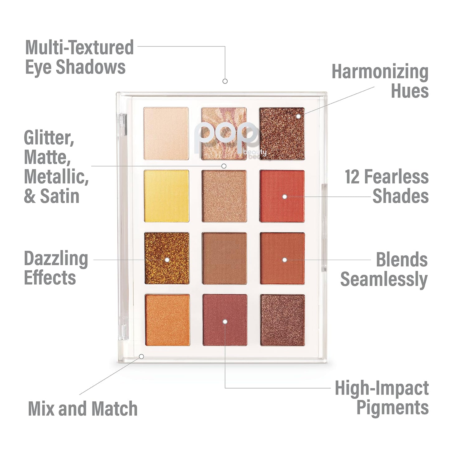POP Beauty LIGHTSHOW PALETTE | FIRE FIT - Eyeshadow Palette, 12 Shades, Complementary Colours, Multi-Textured, Richly-Pigmented | Matte, Metallic Beauty & Personal Care POP Beauty