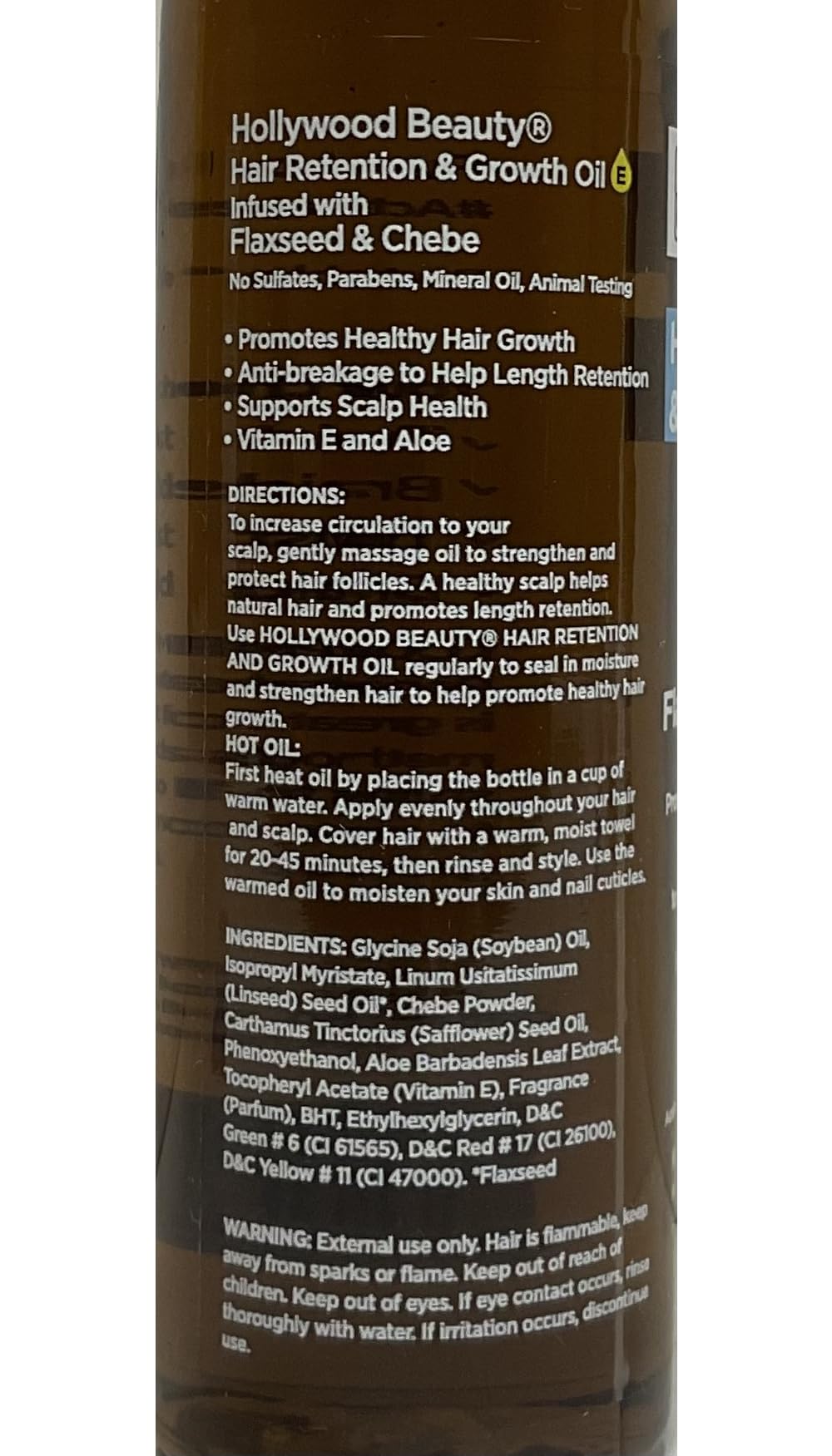 Hollywood Beauty Hair Retention And Growth Oil With Flaxseed And Chebe 4 Oz (Pack Of 2)