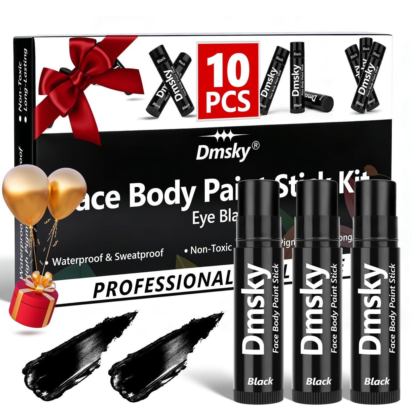 Dmsky 10 Packs Eye Black Sports Stick for Football, Baseball, Softball-Anti-Glare Face Body Paint Stick Kit,Water-Proof Eye Sports Paint Beauty & Personal Care Dmsky